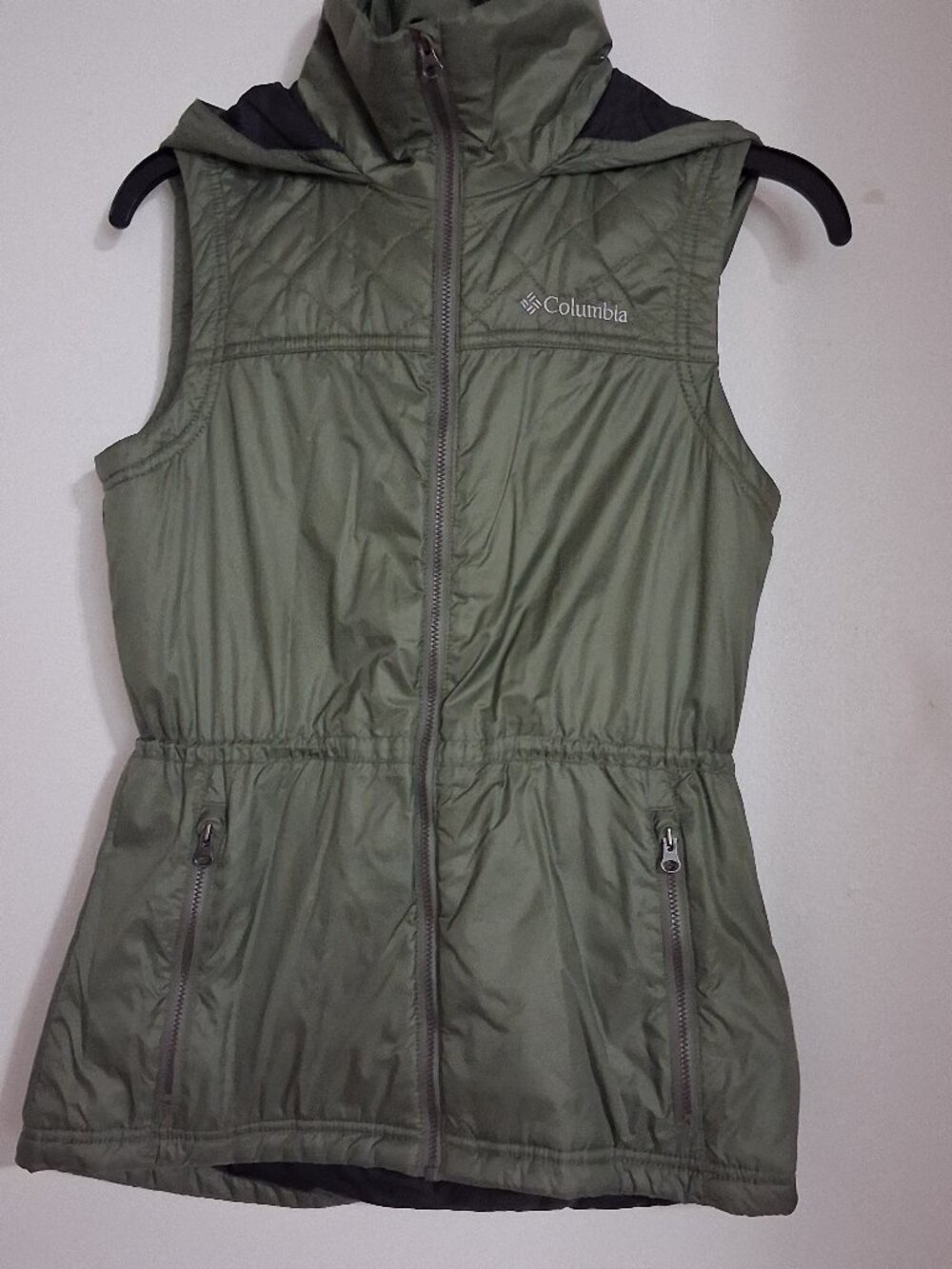 Columbia Olive Green Zip-Front Utility Vest - Size XS